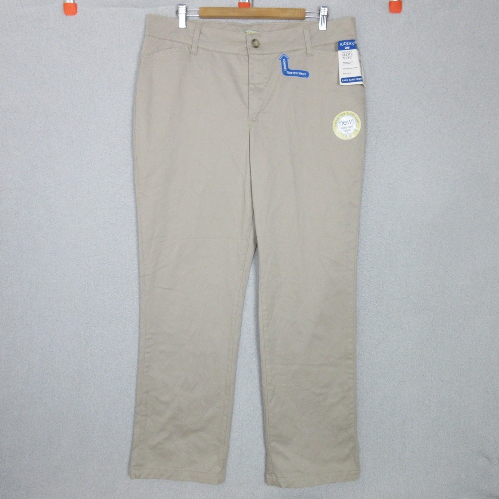 Riders by Lee Womens Khaki Instantly Slims You Straight Leg Pants NWT Size 16M